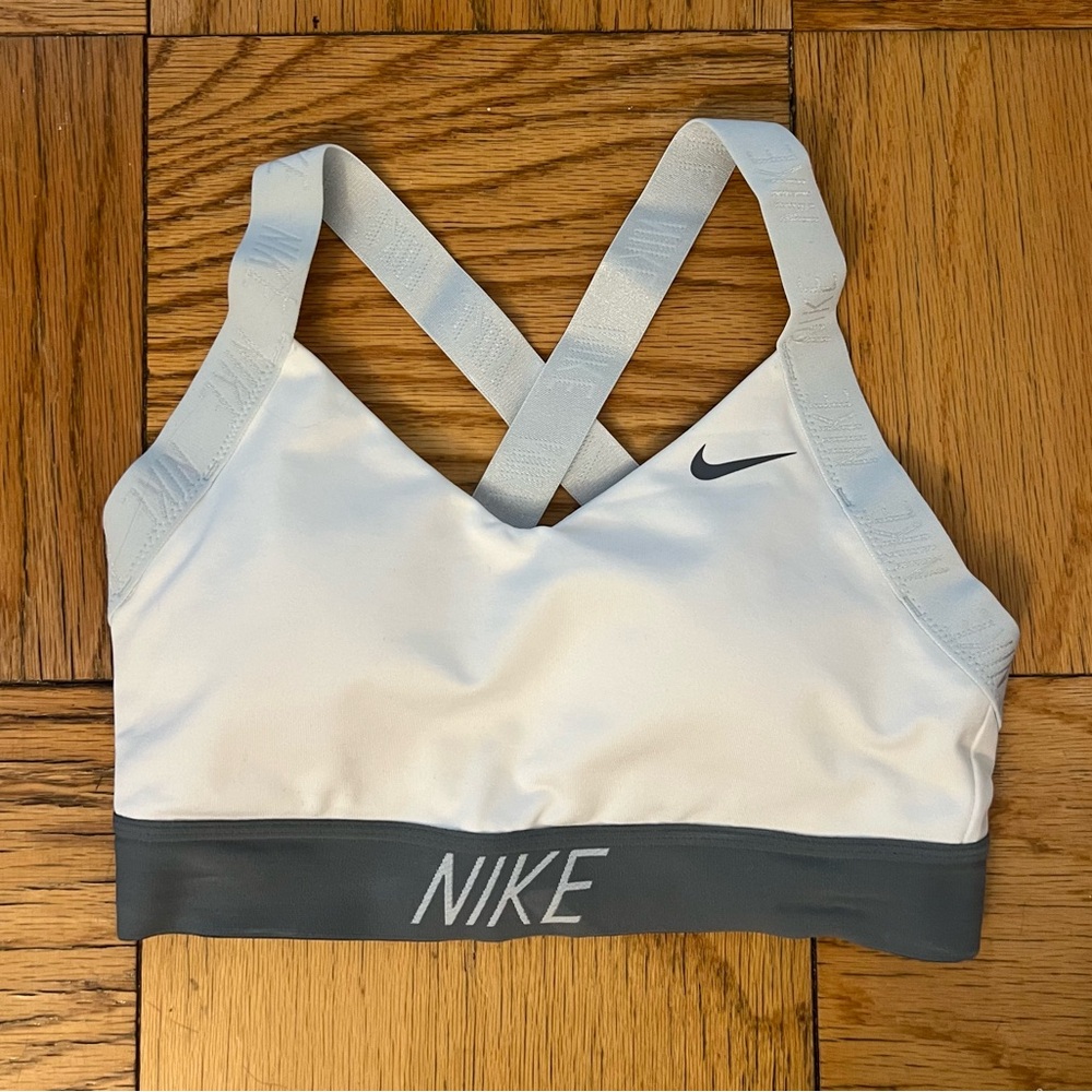Nike White and Gray Sports Bra